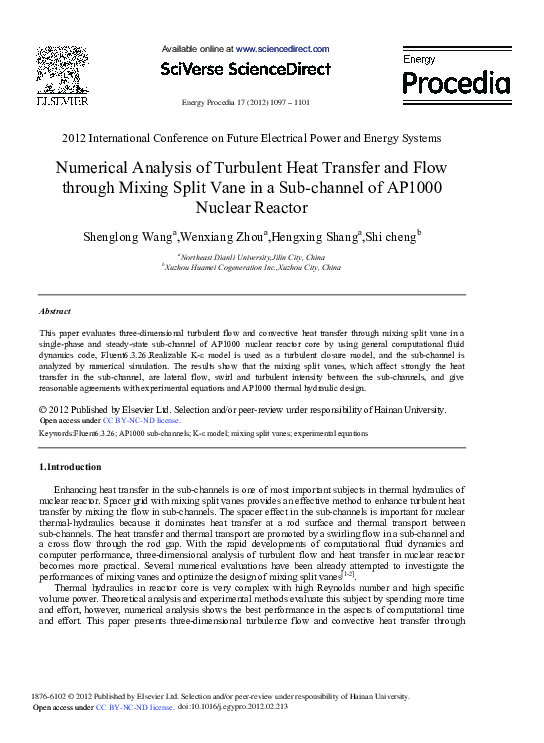 (PDF) Numerical Analysis of Turbulent Heat Transfer and Flow through ...