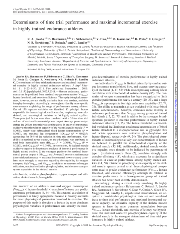 (PDF) Determinants of time trial performance and maximal incremental ...