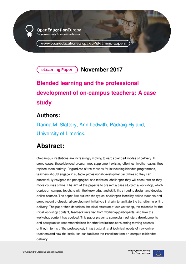 (PDF) Blended learning and the professional development of on-campus ...