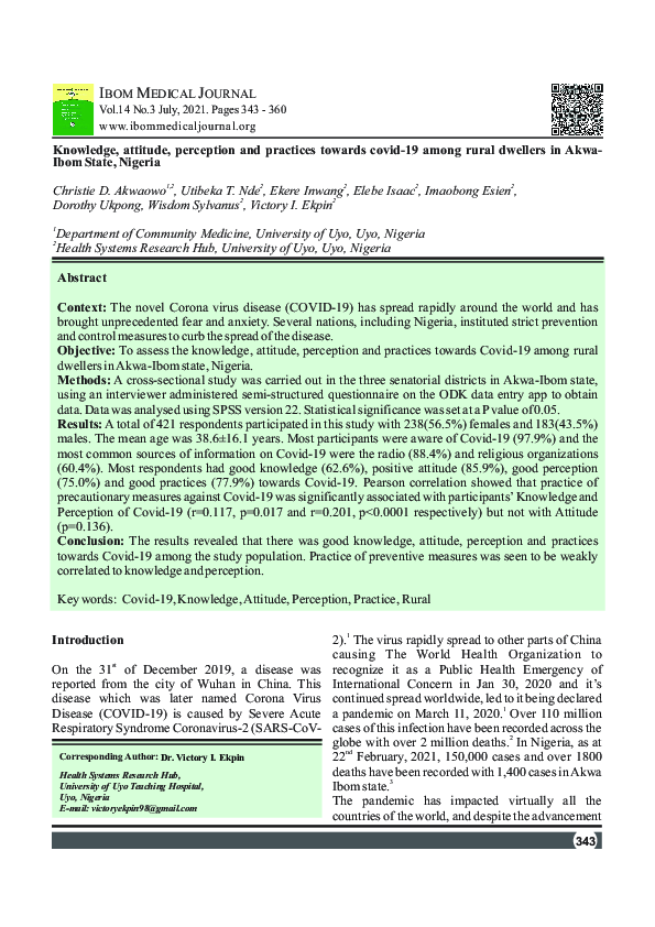 (PDF) Knowledge attitude perception and practices towards covid 19 ...