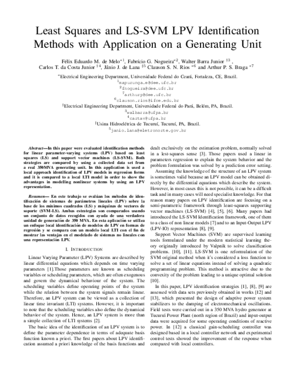 (PDF) Least Squares and LS-SVM LPV Identification Methods with ...