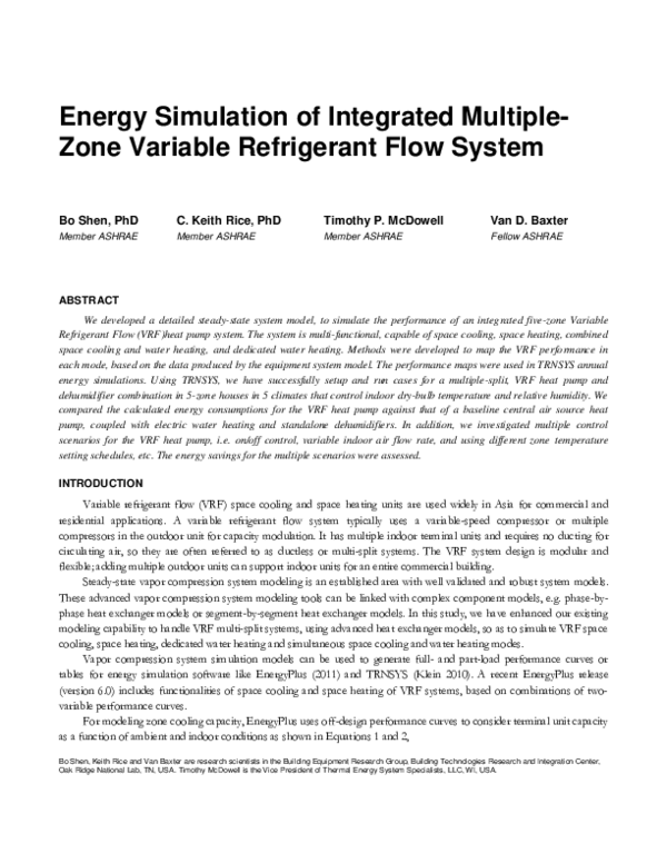 (PDF) Energy Simulation of Integrated Multiple-Zone Variable ...