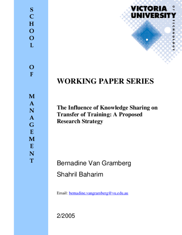 (PDF) The Influence of Knowledge Sharing on Transfer of Training: A ...