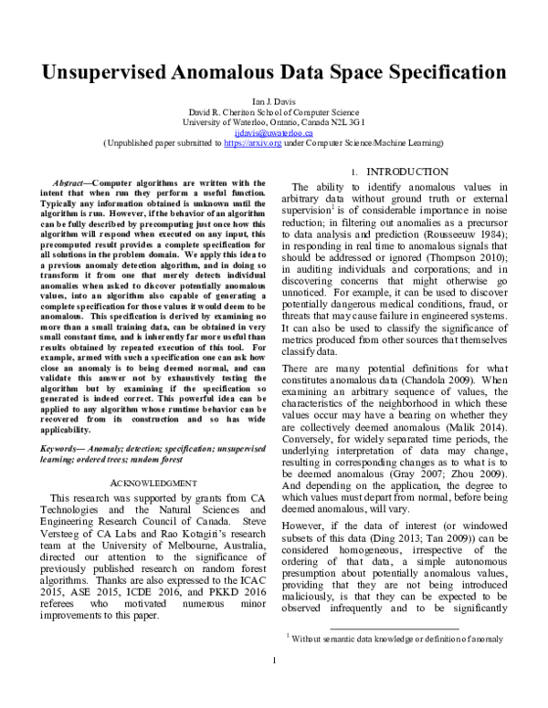 (PDF) Unsupervised Anomalous Data Space Specification