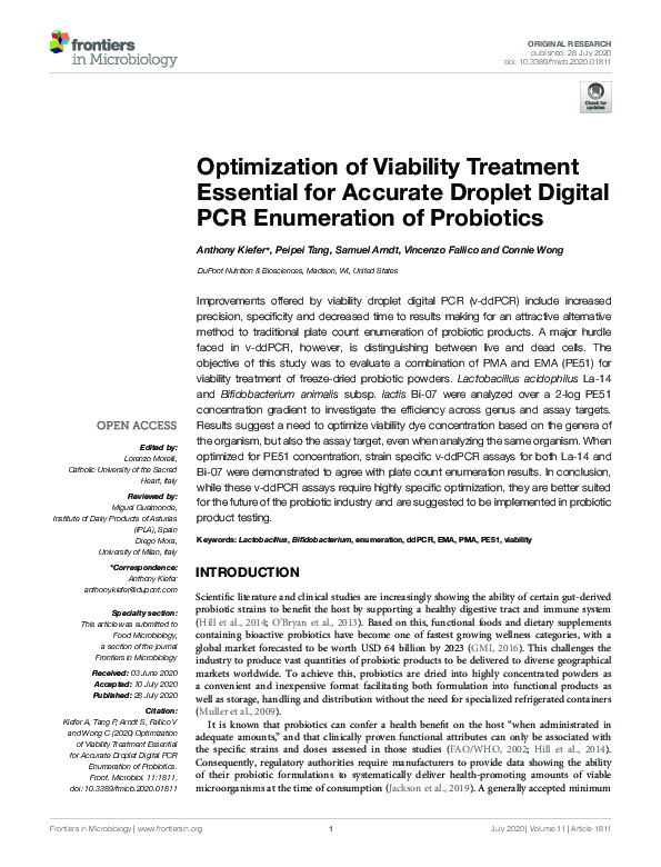 (PDF) Optimization of Viability Treatment Essential for Accurate ...