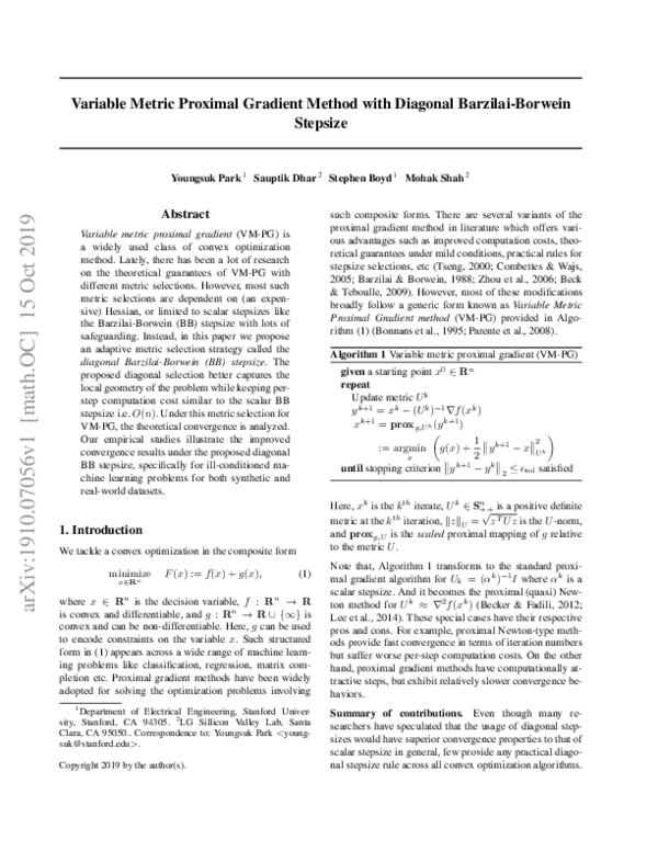 (PDF) Variable Metric Proximal Gradient Method with Diagonal Barzilai ...
