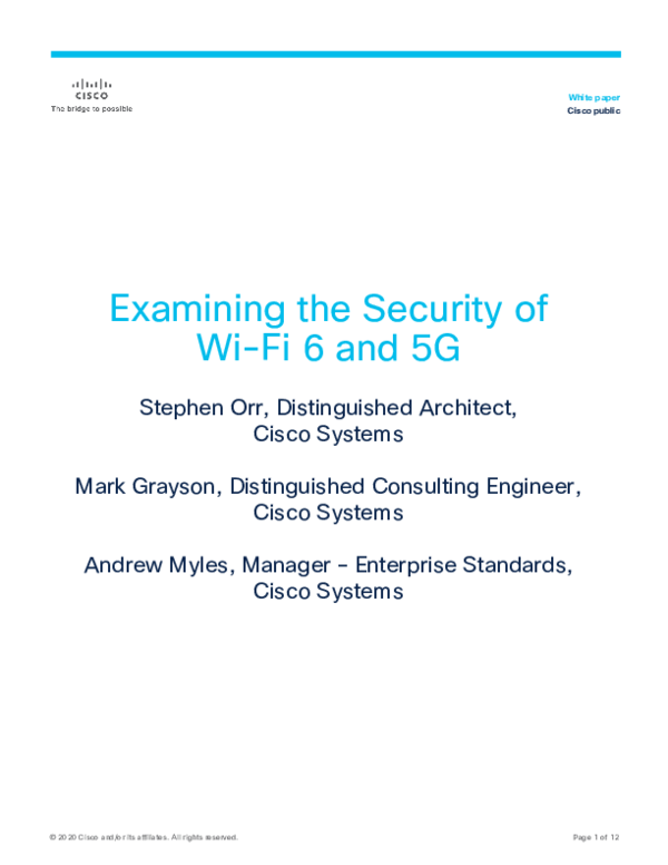 (PDF) Examining the Security of Wi-Fi 6 and 5G White Paper