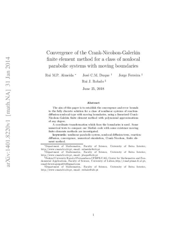 (PDF) Convergence of the Crank-Nicolson-Galerkin finite element method ...