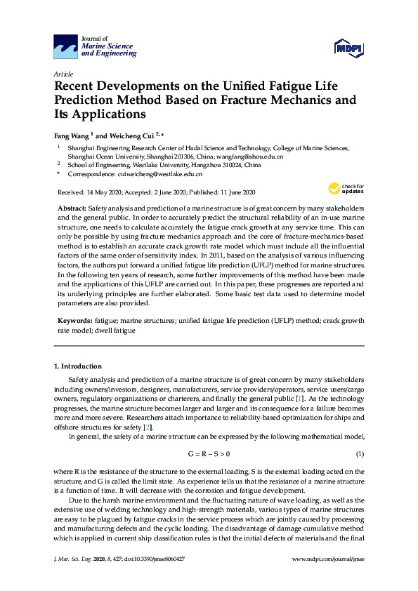 (PDF) Recent Developments on the Unified Fatigue Life Prediction Method ...