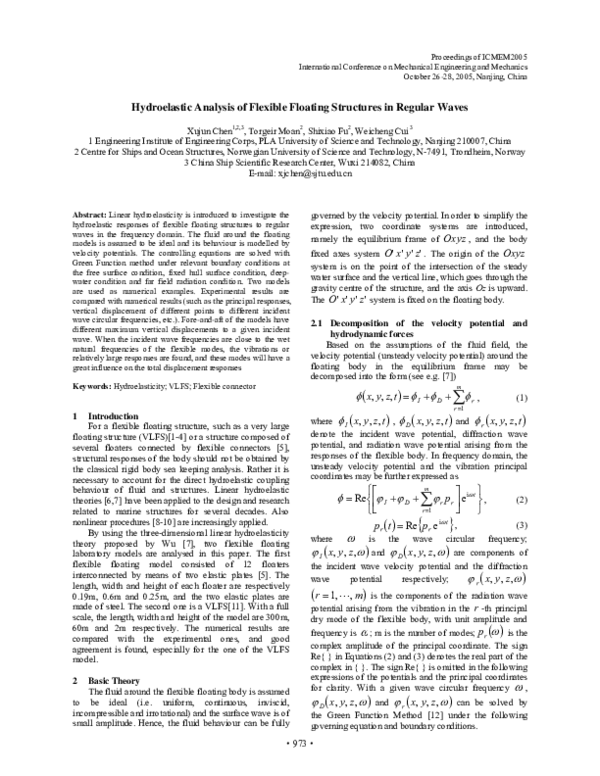 (PDF) Hydroelastic Analysis of Flexible Floating Structures in Regular ...
