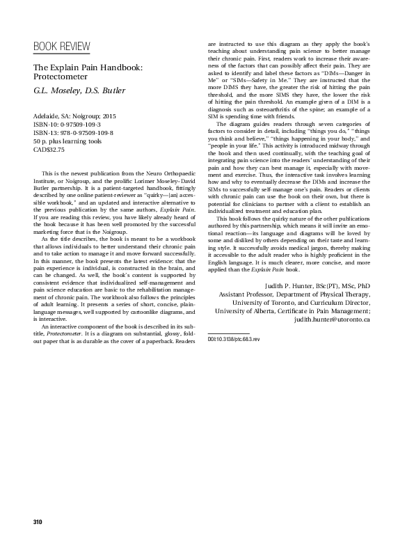 (PDF) The Explain Pain Handbook Protectometer by G.L. Moseley and D.S