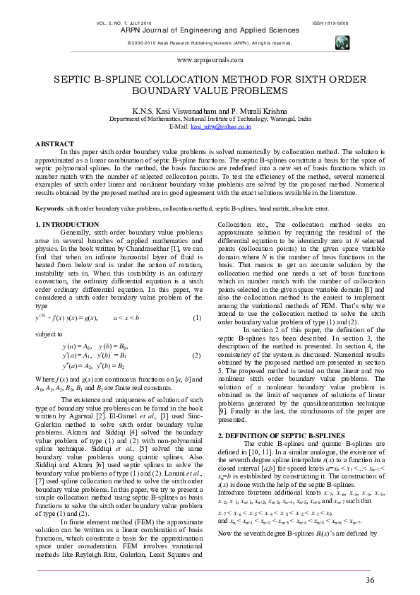 (PDF) Septic B-Spline Collocation Method for Sixth Order Boundary Value ...