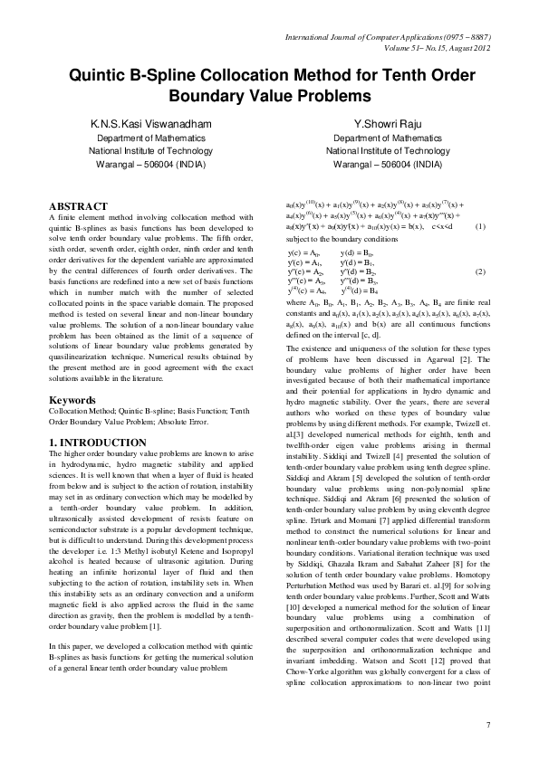 (PDF) Quintic B-Spline Collocation Method for Tenth Order Boundary ...