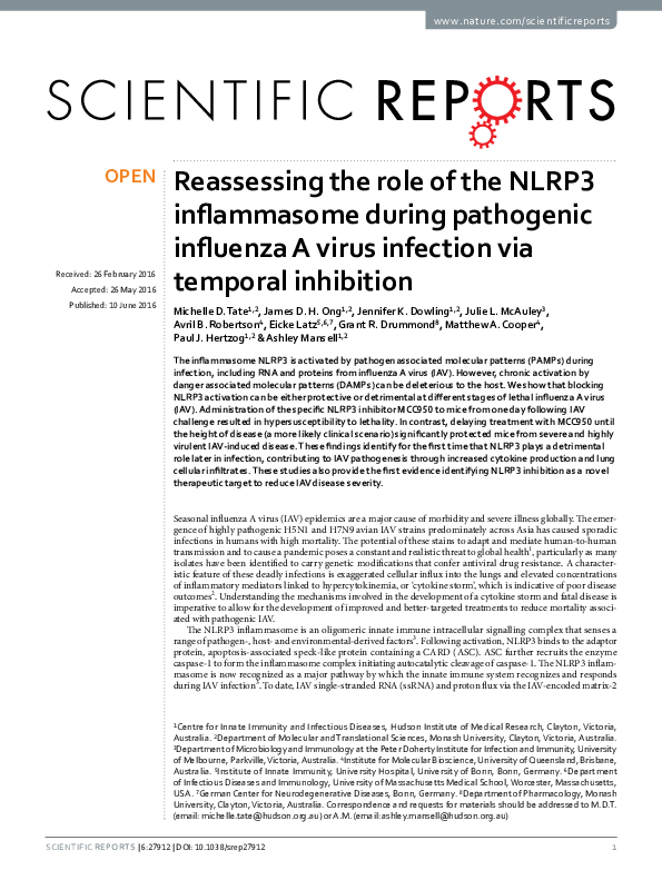 (PDF) Reassessing the role of the NLRP3 inflammasome during pathogenic ...