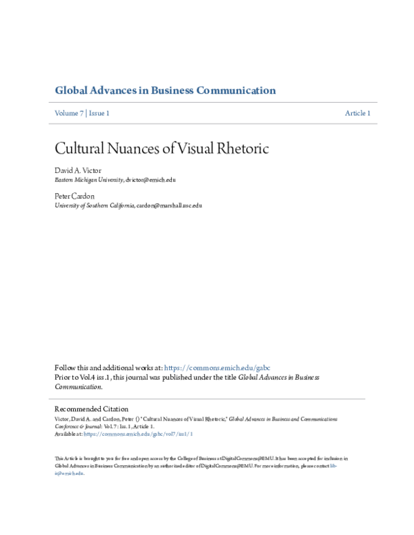 (PDF) Cultural Nuances of Visual Rhetoric