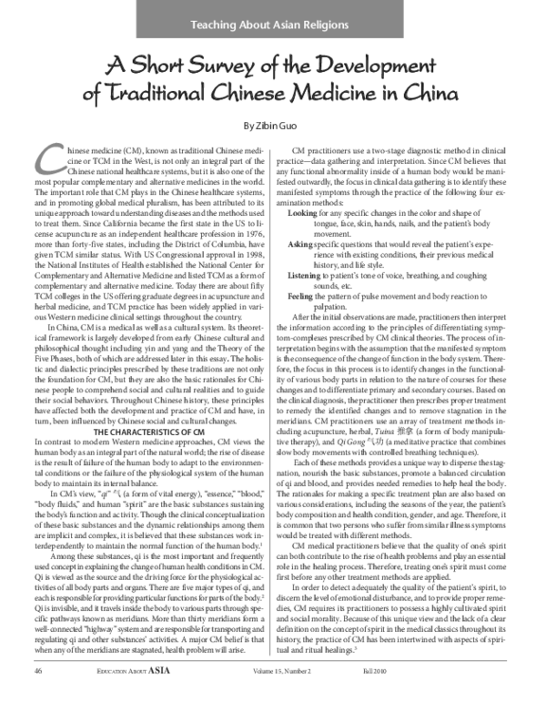 (PDF) A Short Survey of the Development of Traditional Chinese Medicine ...