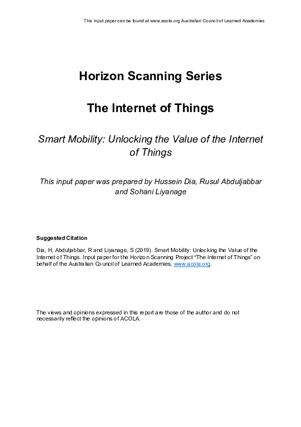 (PDF) Smart Mobility: Unlocking the Value of the Internet of Things