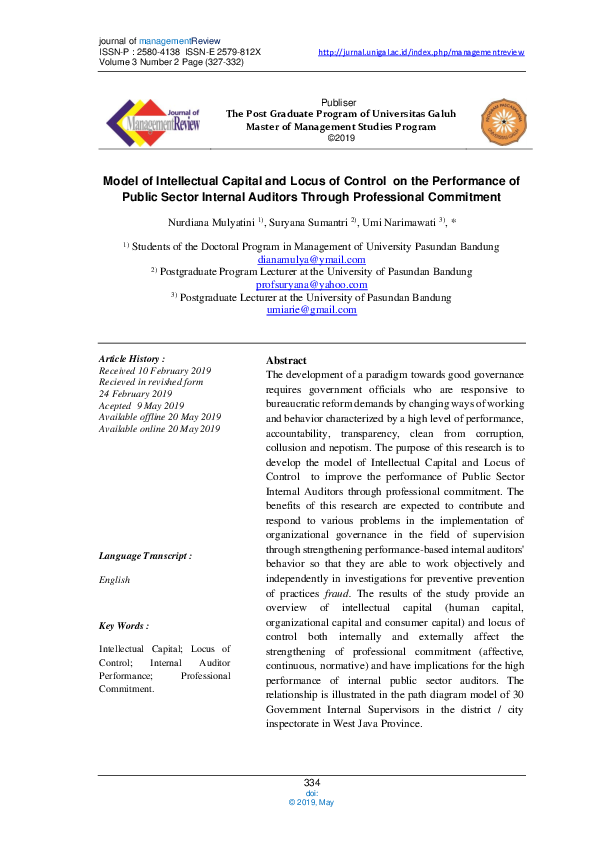 (PDF) Model of Intellectual Capital and Locus of Control on the ...