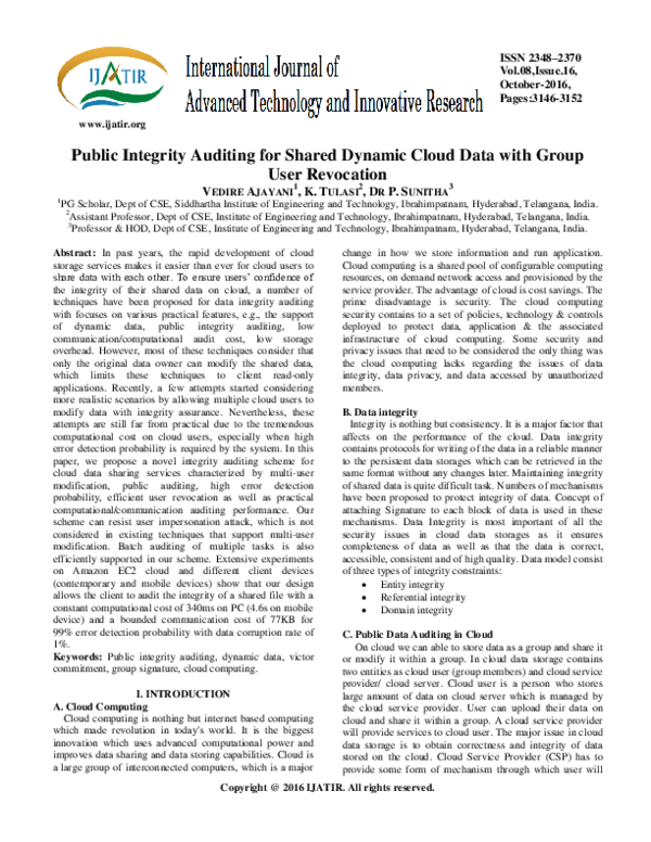 (PDF) Public Integrity Auditing for Shared Dynamic Cloud Data with ...