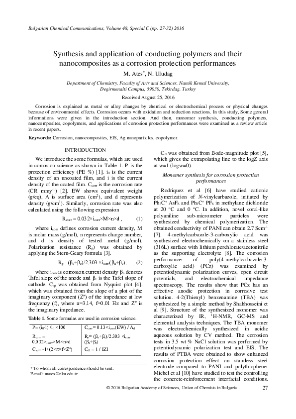 (PDF) Synthesis and application of conducting polymers and their ...