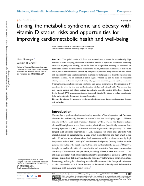 (PDF) Linking the metabolic syndrome and obesity with vitamin D status ...