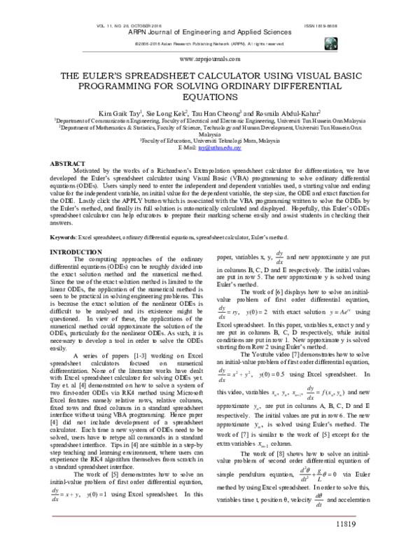 (PDF) The euler's spreadsheet calculator using visual basic programming ...