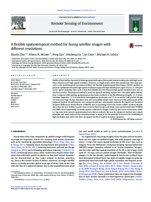 (PDF) A flexible spatiotemporal method for fusing satellite images with ...