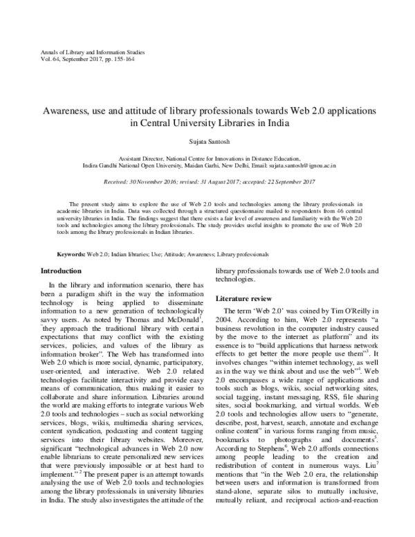 (PDF) Awareness, use and attitude of library professionals towards Web ...