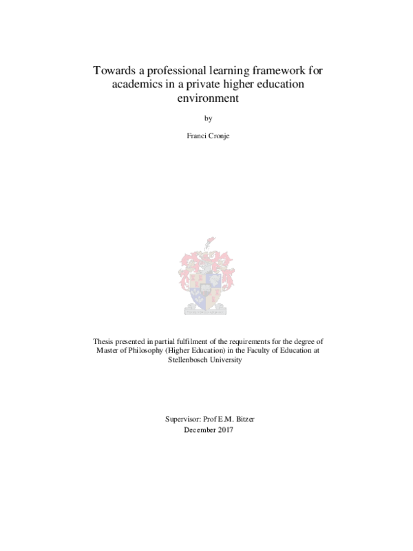 (PDF) Towards a professional learning framework for academics in a ...
