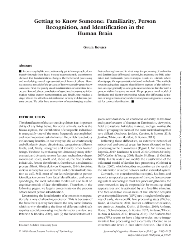 (PDF) Getting to Know Someone: Familiarity, Person Recognition, and ...
