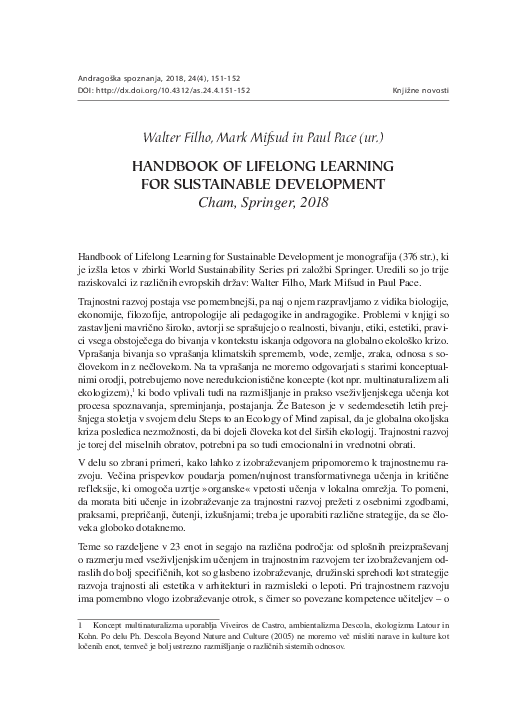 (PDF) Handbook of Lifelong Learning for Sustainable Development