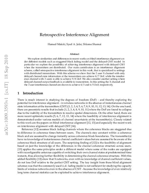 (PDF) Retrospective interference alignment