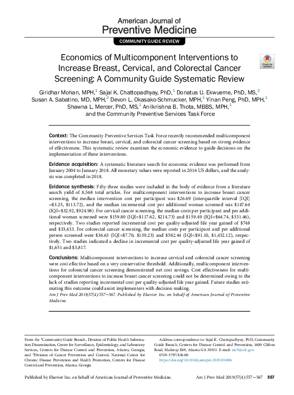 (PDF) Economics of Multicomponent Interventions to Increase Breast ...