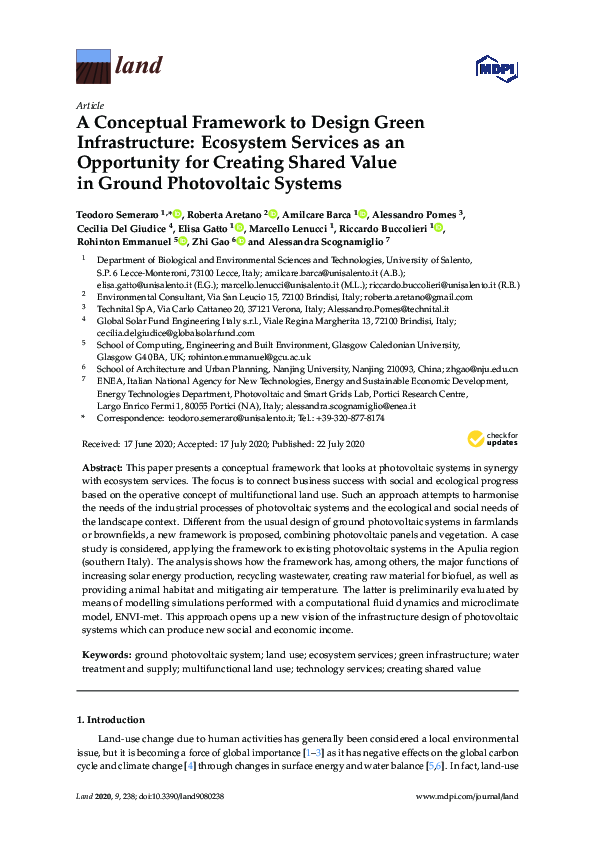 (PDF) A Conceptual Framework to Design Green Infrastructure: Ecosystem ...