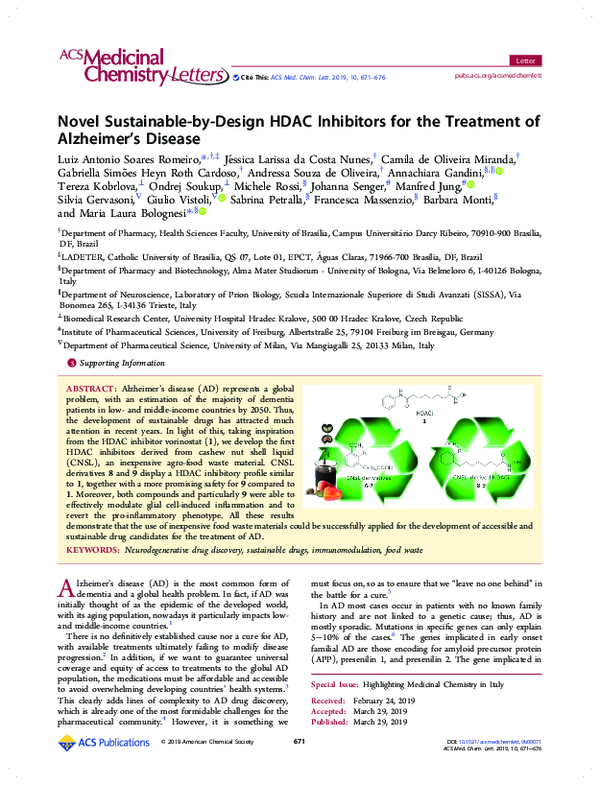 (PDF) Novel sustainable-by-design HDAC inhibitors for the treatment of ...