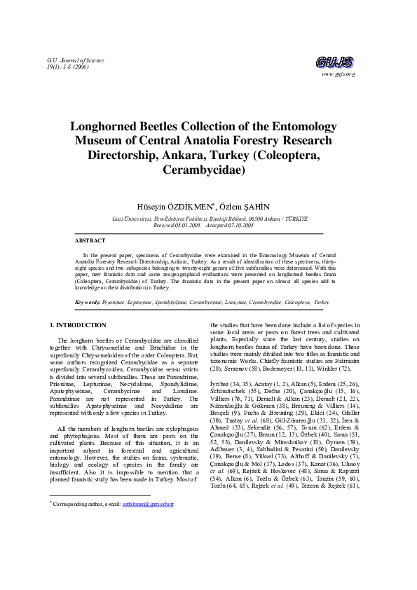 (PDF) Longhorned Beetles Collection of the Entomology Museum of Central ...