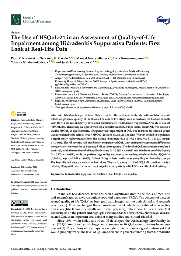 (PDF) The Use of HSQoL-24 in an Assessment of Quality-of-Life ...
