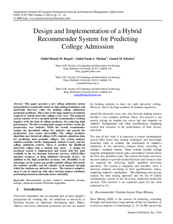 (PDF) Design and Implementation of a Hybrid Recommender System for ...