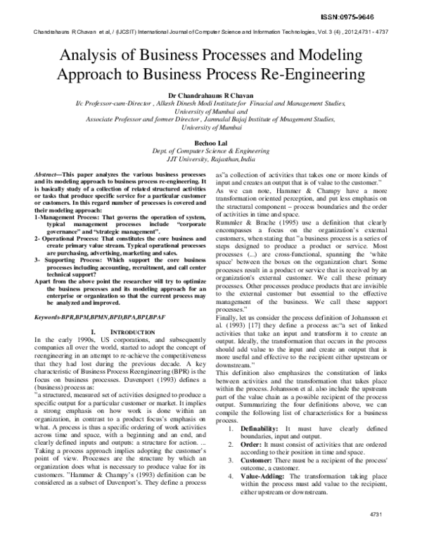(PDF) Analysis of Business Processes and Modeling Approach to Business ...