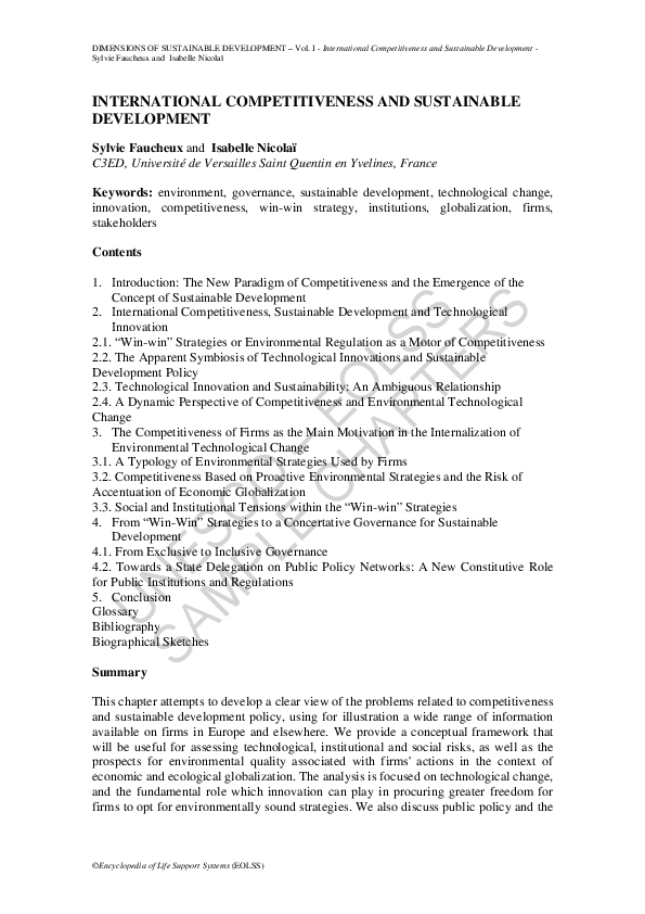 (PDF) International Competitiveness and Sustainable Development