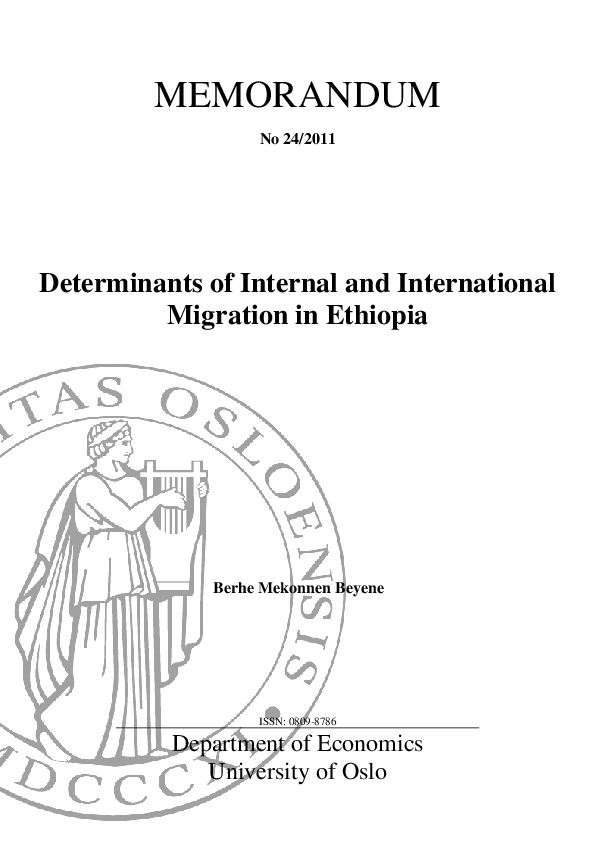 (PDF) Determinants of Internal and International Migration in Ethiopia