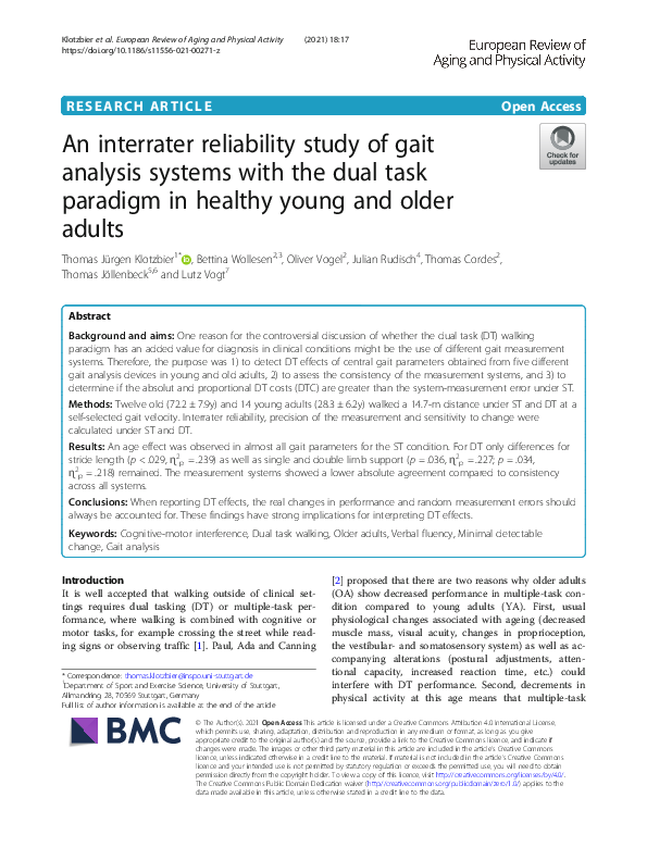 (PDF) An interrater reliability study of gait analysis systems with the ...