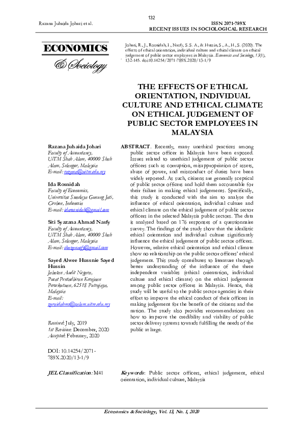 (PDF) The effects of ethical orientation, individual culture and ...