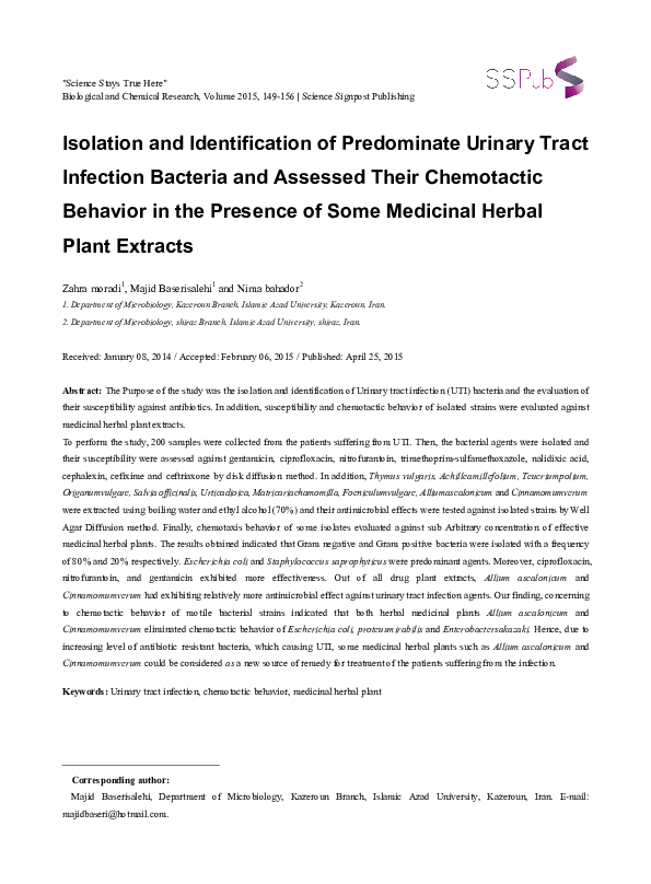 (PDF) Isolation and Identification of Predominate Urinary Tract ...