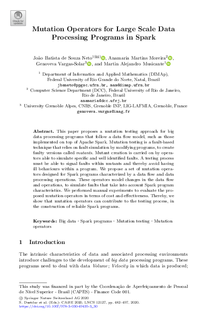 (PDF) Mutation Operators for Large Scale Data Processing Programs in Spark