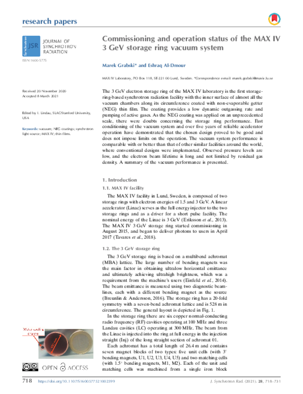 (PDF) Commissioning and operation status of the MAX IV 3 GeV storage ...