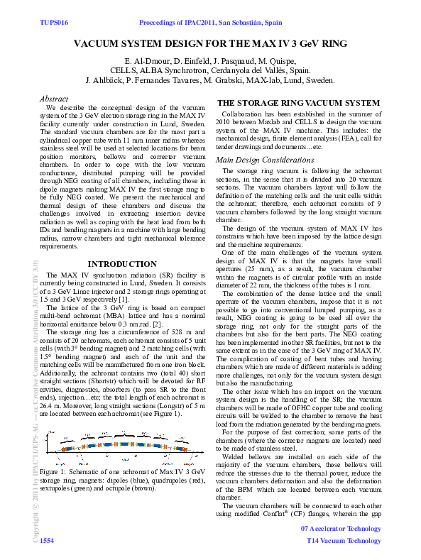 (PDF) VACUUM SYSTEM DESIGN FOR THE MAX IV 3 GeV RING