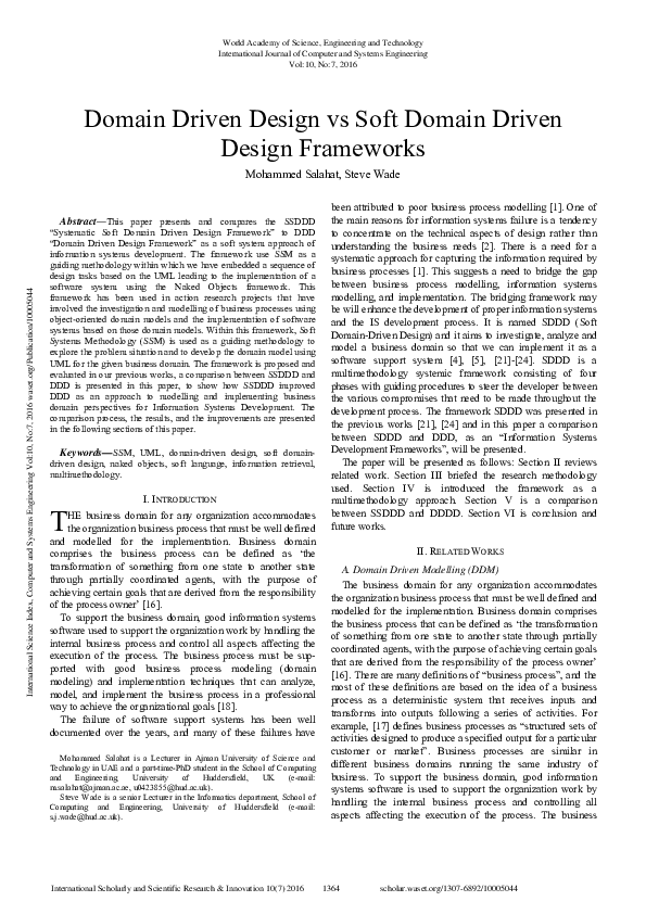 (PDF) Domain Driven Design vs Soft Domain Driven Design Frameworks image.