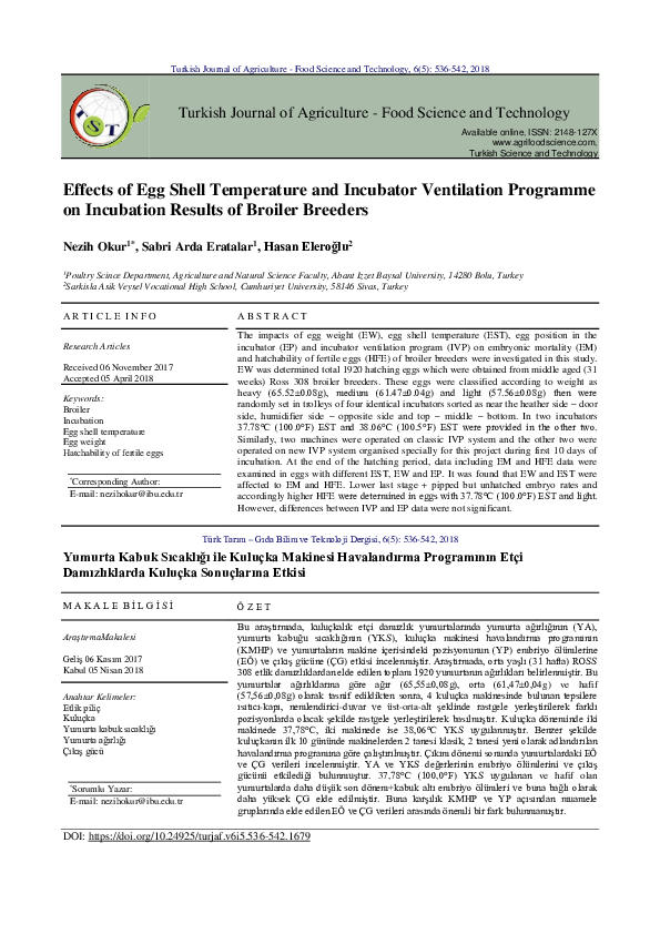 (PDF) Effects of Egg Shell Temperature and Incubator Ventilation ...
