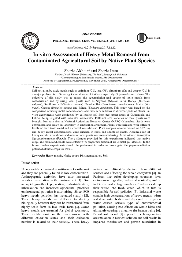 (PDF) In-vitro Assessment of Heavy Metal Removal from Contaminated ...